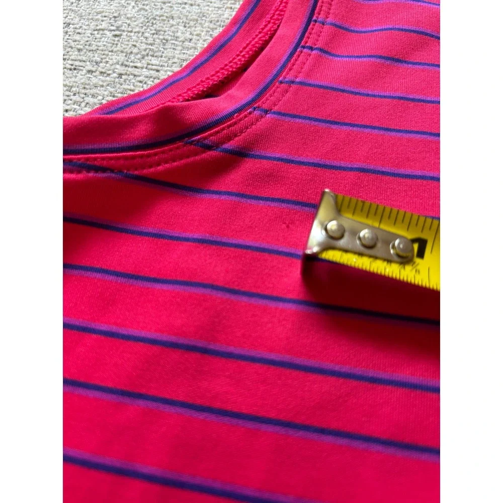 Nike Golf Dri-FIT Sleeveless Polo Shirt Pink Blue Striped‎ Women's Large